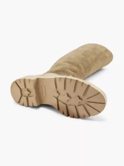 Taupe Lange Leren Laarzen -Beroemde Schoenen Winkel 2131671 H4