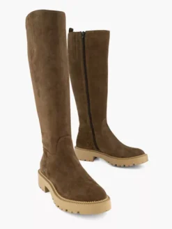 Bruine Lange Leren Laarzen -Beroemde Schoenen Winkel 2131682 H5