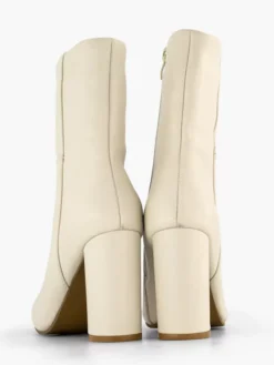 Beige Leren Enkellaars Hak -Beroemde Schoenen Winkel 2139262 H3