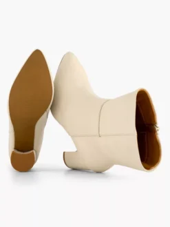 Beige Leren Enkellaars Hak -Beroemde Schoenen Winkel 2139262 H4