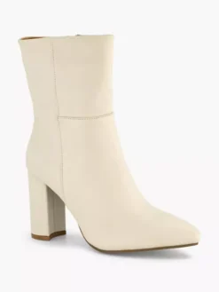 Beige Leren Enkellaars Hak -Beroemde Schoenen Winkel 2139262 H6