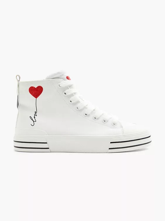 Witte Hoge Canvas Sneaker Hartje 1 Witte Hoge Canvas Sneaker Hartje