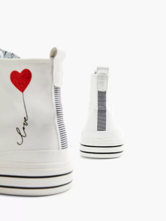 Witte Hoge Canvas Sneaker Hartje 4 Witte Hoge Canvas Sneaker Hartje - Afbeelding 4