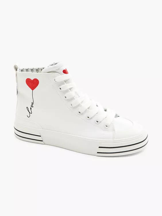 Witte Hoge Canvas Sneaker Hartje 6 Witte Hoge Canvas Sneaker Hartje - Afbeelding 6