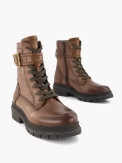 Bruine Leren Veterboot Gesp -Beroemde Schoenen Winkel 2141350 H5