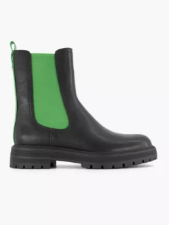 Zwarte Chelsea Boot Groen Elastiek