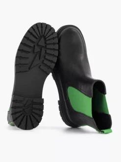 Zwarte Chelsea Boot Groen Elastiek -Beroemde Schoenen Winkel 2141603 H4