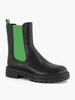 Zwarte Chelsea Boot Groen Elastiek -Beroemde Schoenen Winkel 2141603 H6