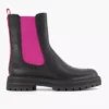 Zwarte Chelsea Boot Roze Elastiek