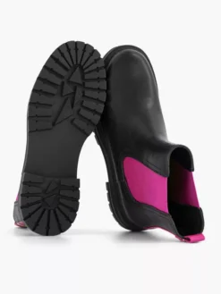 Zwarte Chelsea Boot Roze Elastiek -Beroemde Schoenen Winkel 2141619 H4