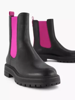 Zwarte Chelsea Boot Roze Elastiek -Beroemde Schoenen Winkel 2141619 H5