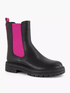 Zwarte Chelsea Boot Roze Elastiek -Beroemde Schoenen Winkel 2141619 H6