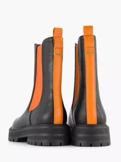 Zwarte Chelsea Boot Oranje Elastiek -Beroemde Schoenen Winkel 2141625 H3