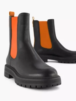 Zwarte Chelsea Boot Oranje Elastiek -Beroemde Schoenen Winkel 2141625 H5
