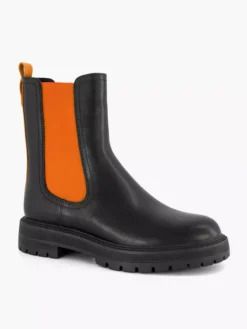 Zwarte Chelsea Boot Oranje Elastiek -Beroemde Schoenen Winkel 2141625 H6