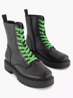Zwarte Veterboot Groene Veter -Beroemde Schoenen Winkel 2141917 H5