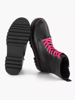 Zwarte Veterboot Roze Veter -Beroemde Schoenen Winkel 2141993 H4