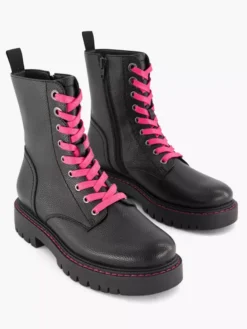 Zwarte Veterboot Roze Veter -Beroemde Schoenen Winkel 2141993 H5