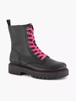 Zwarte Veterboot Roze Veter -Beroemde Schoenen Winkel 2141993 H6