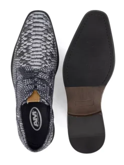 Grijze Leren Veterschoen Slangenprint 8 Grijze Leren Veterschoen Slangenprint -Beroemde Schoenen Winkel 2142923 H3