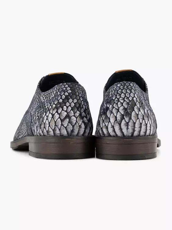 Grijze Leren Veterschoen Slangenprint 4 Grijze Leren Veterschoen Slangenprint - Afbeelding 4
