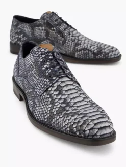 Grijze Leren Veterschoen Slangenprint 10 Grijze Leren Veterschoen Slangenprint -Beroemde Schoenen Winkel 2142923 H5