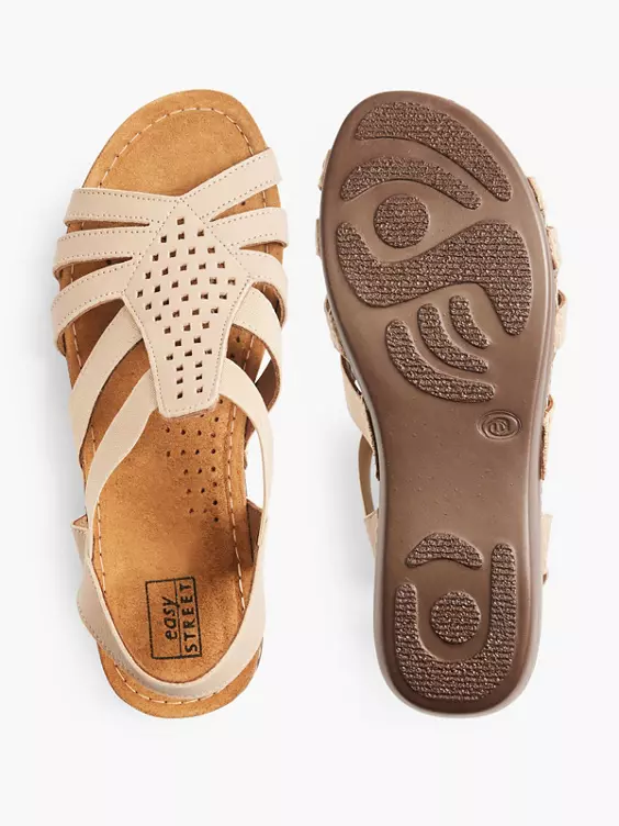 Easy Street Taupe Leren Sandaal 3 Easy Street Taupe Leren Sandaal - Afbeelding 3