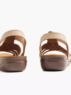 Easy Street Taupe Leren Sandaal 9 Easy Street Taupe Leren Sandaal -Beroemde Schoenen Winkel 2147077 H4