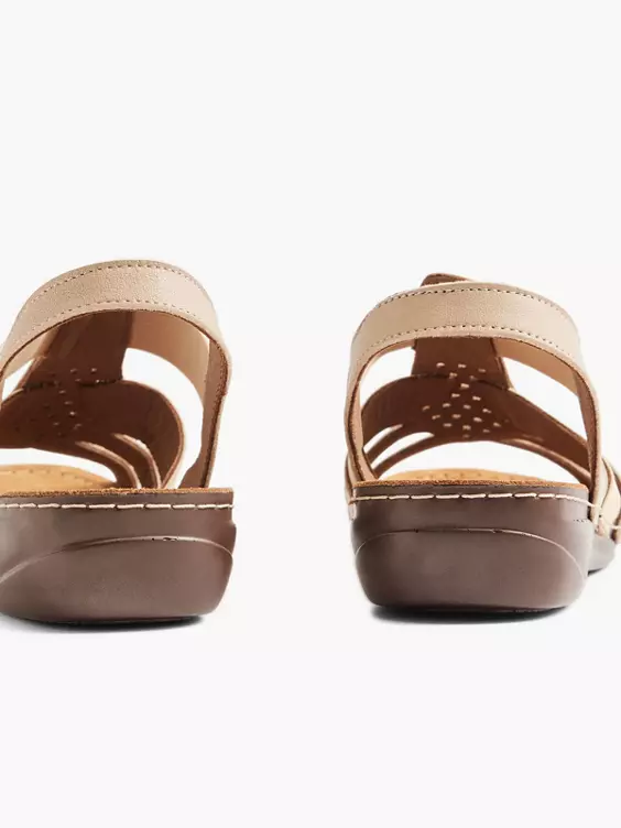 Easy Street Taupe Leren Sandaal 4 Easy Street Taupe Leren Sandaal - Afbeelding 4