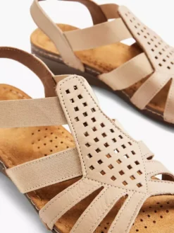 Easy Street Taupe Leren Sandaal 10 Easy Street Taupe Leren Sandaal -Beroemde Schoenen Winkel 2147077 H5