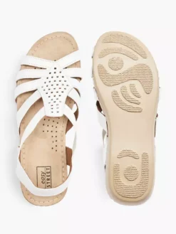 Easy Street Witte Leren Sandaal -Beroemde Schoenen Winkel 2147080 H3