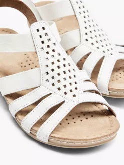 Easy Street Witte Leren Sandaal -Beroemde Schoenen Winkel 2147080 H5