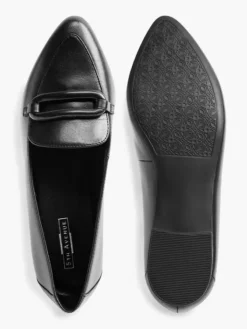 Zwarte Leren Loafer Sierketting -Beroemde Schoenen Winkel 2153202 H3