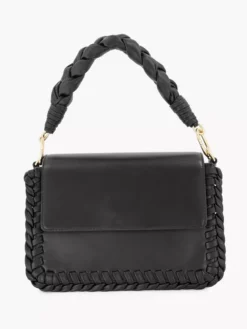 Zwarte Handtas Gevlochten Handvat