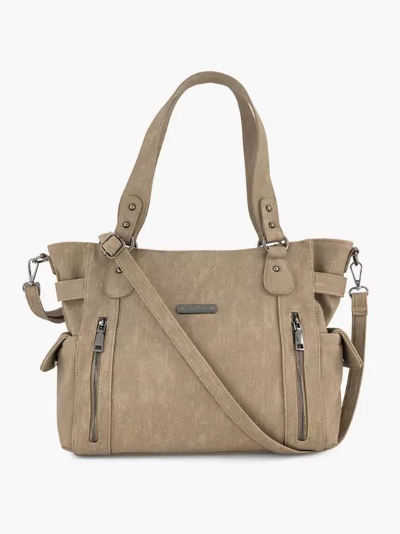 Taupe Schoudertas 1 Taupe Schoudertas