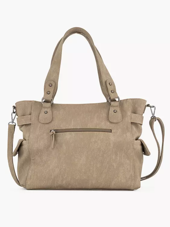 Taupe Schoudertas 3 Taupe Schoudertas - Afbeelding 3