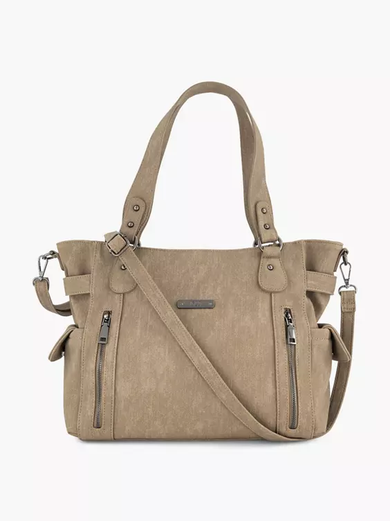 Taupe Schoudertas 5 Taupe Schoudertas - Afbeelding 5