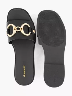 Zwarte Slippers Siergesp -Beroemde Schoenen Winkel 2164808 H3