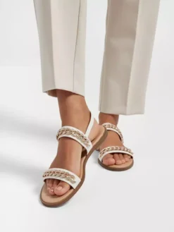 Witte Sandaal Sierketting -Beroemde Schoenen Winkel 2169405 H10