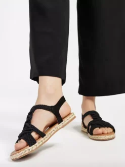 Zwarte Sandaal Touw -Beroemde Schoenen Winkel 2170191 H10