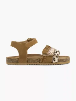 Bruine Leren Sandalen Panterprint