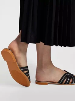 Zwarte Slipper Kralen -Beroemde Schoenen Winkel 2177401 H10