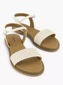 Witte Sandaal Gevlochten -Beroemde Schoenen Winkel 2178750 H5