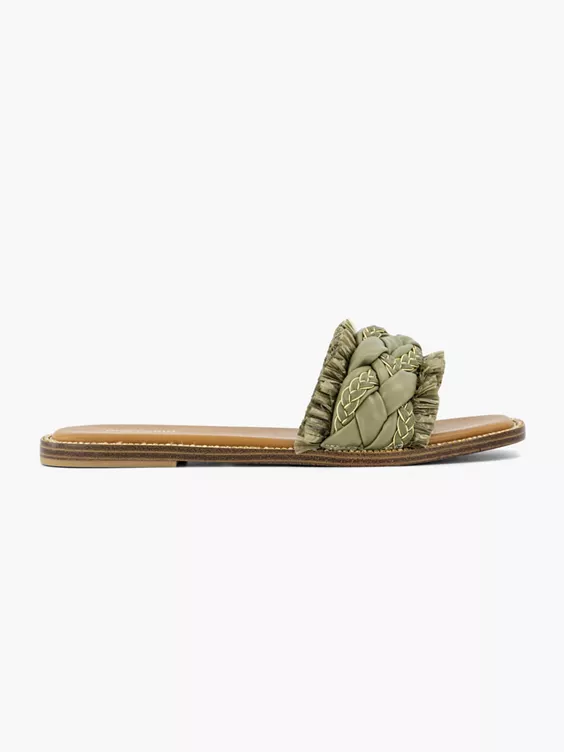 Groene Slipper Gevlochten 1 Groene Slipper Gevlochten