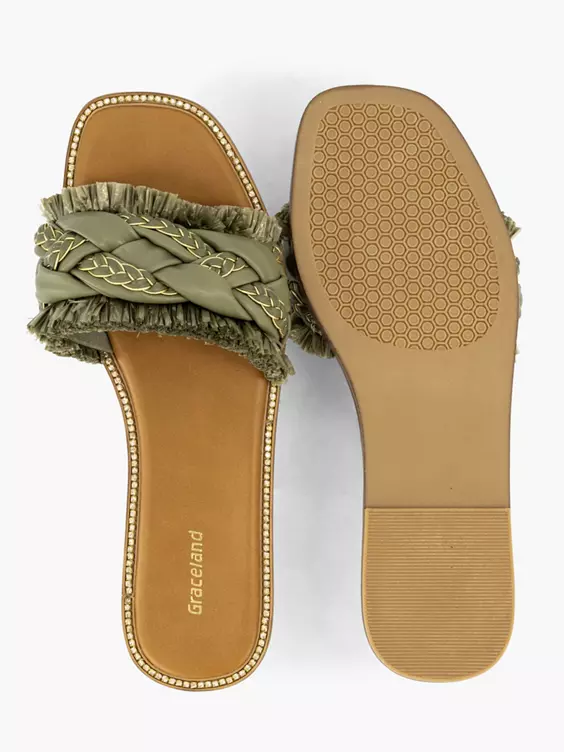 Groene Slipper Gevlochten 3 Groene Slipper Gevlochten - Afbeelding 3