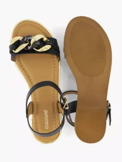 Zwarte Sandaal Sierketting -Beroemde Schoenen Winkel 2180375 H3