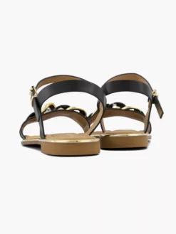 Zwarte Sandaal Sierketting -Beroemde Schoenen Winkel 2180375 H4