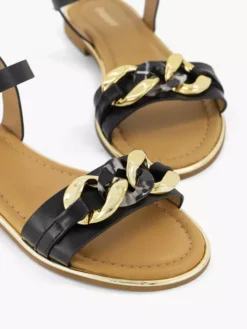 Zwarte Sandaal Sierketting -Beroemde Schoenen Winkel 2180375 H5