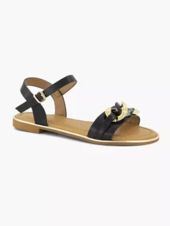 Zwarte Sandaal Sierketting -Beroemde Schoenen Winkel 2180375 H6