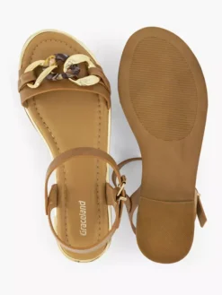 Bruine Sandaal Sierketting -Beroemde Schoenen Winkel 2180377 H3